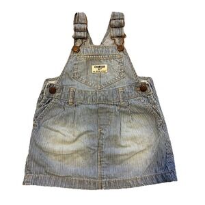 Osh Kosh Bgosh Vestbak Overalls 18 Months Skirt Faded Blue Conductor Stripe Bibs